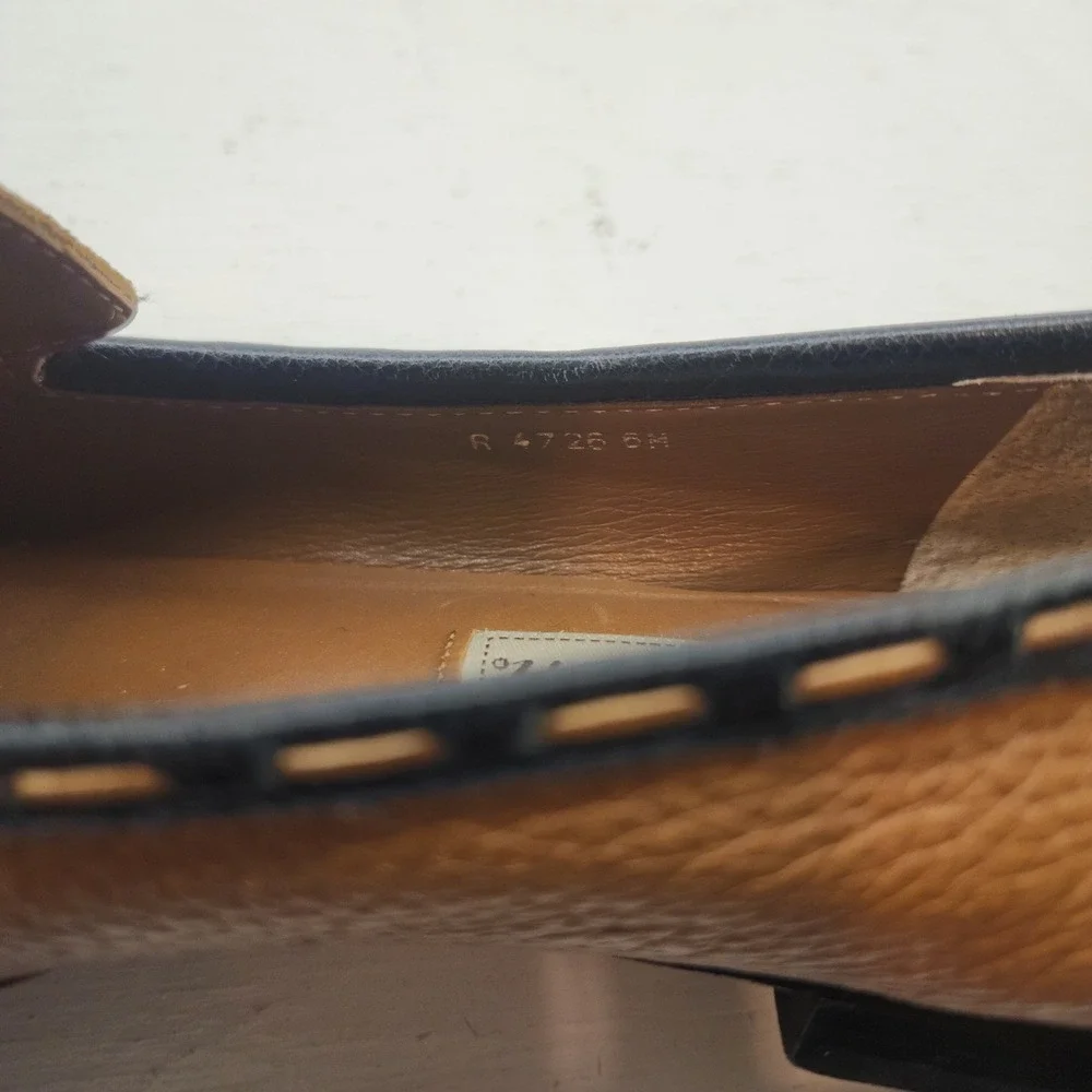 Brighton 6M | Kafka Brown Black Pebbled Leather Loafers Flats R4726‎ Womens